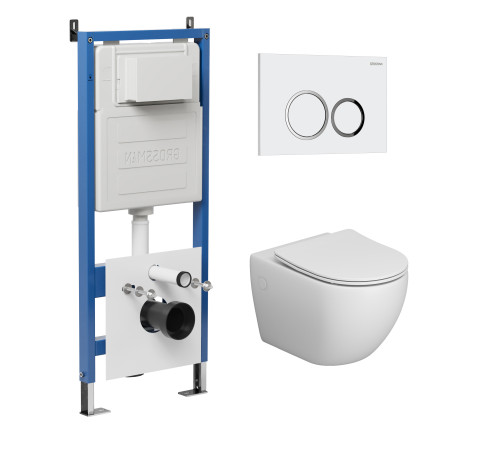 Комплект 3 в 1: Grossman инсталляция 900.K31.01.000+клавиша 700.K31.01.000.000 белый+унитаз GR-4411S