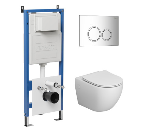 Комплект 3 в 1: Grossman инсталляция 900.K31.01.000+клавиша 700.K31.01.100.100 хром глянцевый+унитаз GR-4411SQ