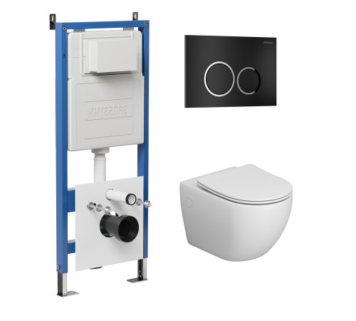 Комплект 3 в 1: Grossman инсталляция 900.K31.01.000+клавиша 700.K31.01.210.210 черный матовый+унитаз GR-4411SQ