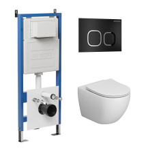 Комплект 3 в 1: Grossman инсталляция 900.K31.01.000+клавиша 700.K31.02.210.210 черный матовый+унитаз GR-4411SQ