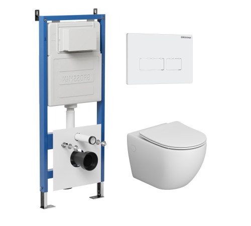 Комплект 3 в 1: Grossman инсталляция 900.K31.01.000+клавиша 700.K31.03.000.000 белый+унитаз GR-4411S