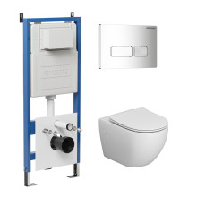 Комплект 3 в 1: Grossman инсталляция 900.K31.01.000+клавиша 700.K31.03.100.100 хром глянцевый+унитаз GR-4411SQ