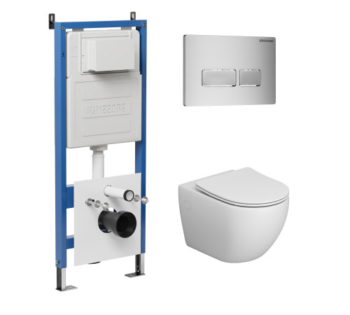 Комплект 3 в 1: Grossman инсталляция 900.K31.01.000+клавиша 700.K31.03.110.110 хром матовый+унитаз GR-4411S