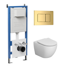 Комплект 3 в 1: Grossman инсталляция 900.K31.01.000+клавиша 700.K31.04.30M.30M золото глянцевый+унитаз GR-4411S