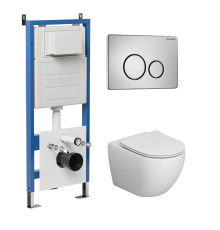 Комплект 3 в 1: Grossman инсталляция 900.K31.01.000+клавиша 700.K31.05.12M.12M хром сатиновый+унитаз GR-4411S