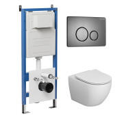 Комплект 3 в 1: Grossman инсталляция 900.K31.01.000+клавиша 700.K31.05.42M.42M графит сатиновый+унитаз GR-4411S