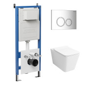 Комплект 3 в 1: Grossman инсталляция 900.K31.01.000+клавиша 700.K31.01.100.100 хром глянцевый+унитаз GR-4414S