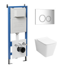 Комплект 3 в 1: Grossman инсталляция 900.K31.01.000+клавиша 700.K31.01.100.100 хром глянцевый+унитаз GR-4414S