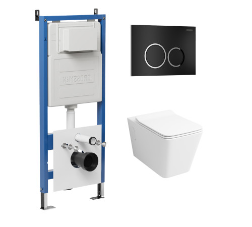 Комплект 3 в 1: Grossman инсталляция 900.K31.01.000+клавиша 700.K31.01.210.210 черный матовый+унитаз GR-4414S