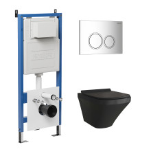 Комплект 3 в 1: Grossman инсталляция 900.K31.01.000+клавиша 700.K31.01.100.100 хром глянцевый+унитаз GR-4440BMS