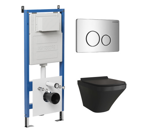 Комплект 3 в 1: Grossman инсталляция 900.K31.01.000+клавиша 700.K31.05.10M.10M хром глянцевый+унитаз GR-4440BMS