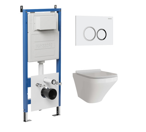 Комплект 3 в 1: Grossman инсталляция 900.K31.01.000+клавиша 700.K31.01.000.000 белый+унитаз GR-4440S