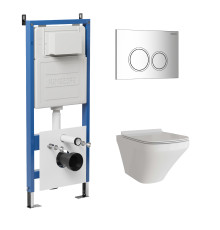 Комплект 3 в 1: Grossman инсталляция 900.K31.01.000+клавиша 700.K31.01.100.100 хром глянцевый+унитаз GR-4440S