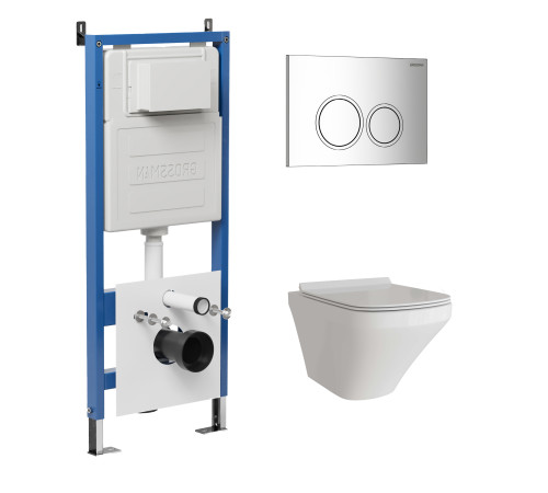 Комплект 3 в 1: Grossman инсталляция 900.K31.01.000+клавиша 700.K31.01.100.100 хром глянцевый+унитаз GR-4440S