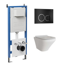 Комплект 3 в 1: Grossman инсталляция 900.K31.01.000+клавиша 700.K31.01.210.210 черный матовый+унитаз GR-4440S