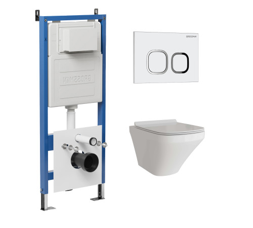 Комплект 3 в 1: Grossman инсталляция 900.K31.01.000+клавиша 700.K31.02.000.000 белый+унитаз GR-4440S