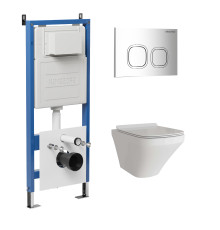 Комплект 3 в 1: Grossman инсталляция 900.K31.01.000+клавиша 700.K31.02.100.100 хром глянцевый+унитаз GR-4440S