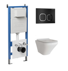 Комплект 3 в 1: Grossman инсталляция 900.K31.01.000+клавиша 700.K31.02.210.210 черный матовый+унитаз GR-4440S