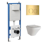 Комплект 3 в 1: Grossman инсталляция 900.K31.01.000+клавиша 700.K31.02.300.300 золото глянцевый+унитаз GR-4440S