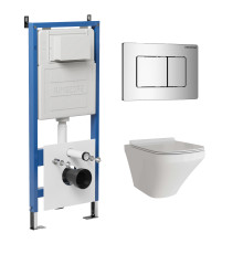 Комплект 3 в 1: Grossman инсталляция 900.K31.01.000+клавиша 700.K31.04.10M.10M хром глянцевый+унитаз GR-4440S