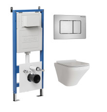 Комплект 3 в 1: Grossman инсталляция 900.K31.01.000+клавиша 700.K31.04.12M.12M хром сатиновый+унитаз GR-4440S