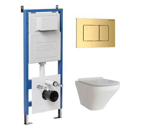 Комплект 3 в 1: Grossman инсталляция 900.K31.01.000+клавиша 700.K31.04.30M.30M золото глянцевый+унитаз GR-4440S