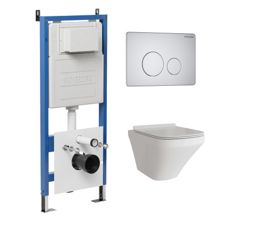 Комплект 3 в 1: Grossman инсталляция 900.K31.01.000+клавиша 700.K31.05.01M.01M белый матовый+унитаз GR-4440S