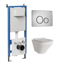 Комплект 3 в 1: Grossman инсталляция 900.K31.01.000+клавиша 700.K31.05.12M.12M хром сатиновый+унитаз GR-4440S