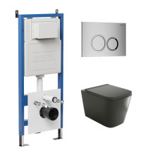 Комплект 3 в 1: Grossman инсталляция 900.K31.01.000+клавиша 700.K31.01.110.110 хром матовый+унитаз GR-4441BMS