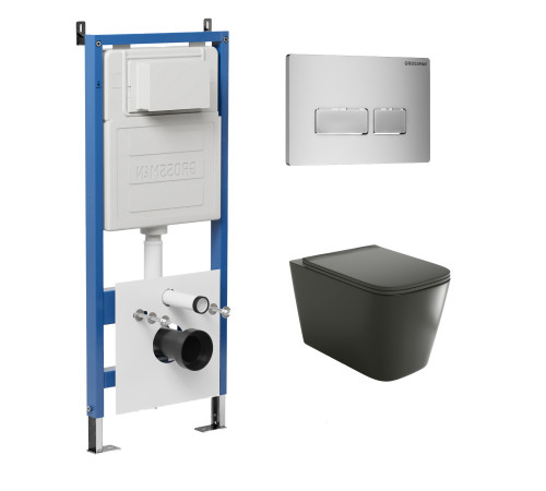 Комплект 3 в 1: Grossman инсталляция 900.K31.01.000+клавиша 700.K31.03.110.110 хром матовый+унитаз GR-4441BMS