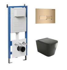 Комплект 3 в 1: Grossman инсталляция 900.K31.01.000+клавиша 700.K31.03.310.310 золото матовый+унитаз GR-4441BMS