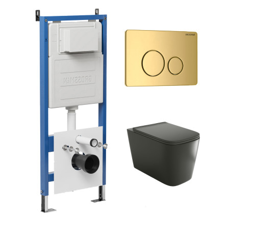 Комплект 3 в 1: Grossman инсталляция 900.K31.01.000+клавиша 700.K31.05.30M.30M золото глянцевый+унитаз GR-4441BMS