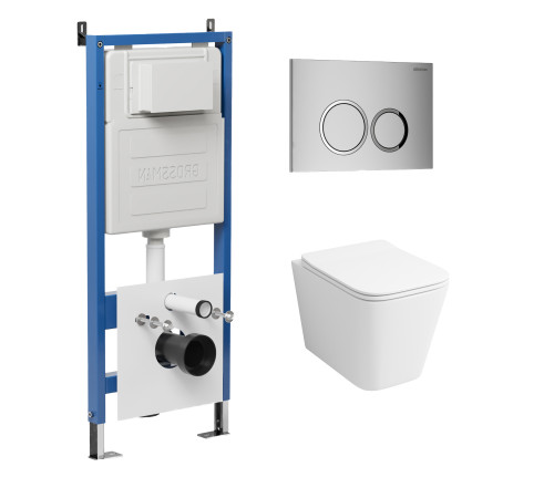 Комплект 3 в 1: Grossman инсталляция 900.K31.01.000+клавиша 700.K31.01.110.110 хром матовый+унитаз GR-4441S