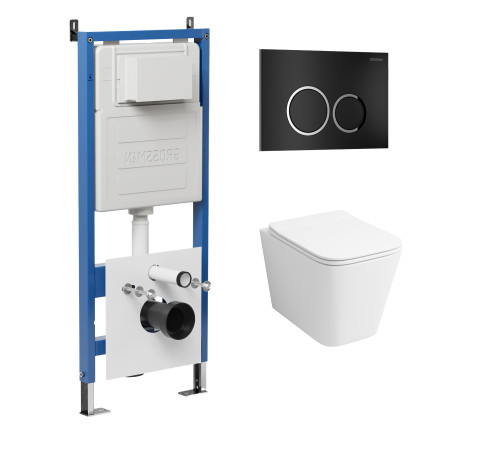 Комплект 3 в 1: Grossman инсталляция 900.K31.01.000+клавиша 700.K31.01.210.210 черный матовый+унитаз GR-4441S