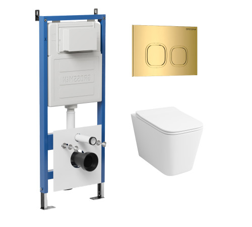 Комплект 3 в 1: Grossman инсталляция 900.K31.01.000+клавиша 700.K31.02.300.300 золото глянцевый+унитаз GR-4441S
