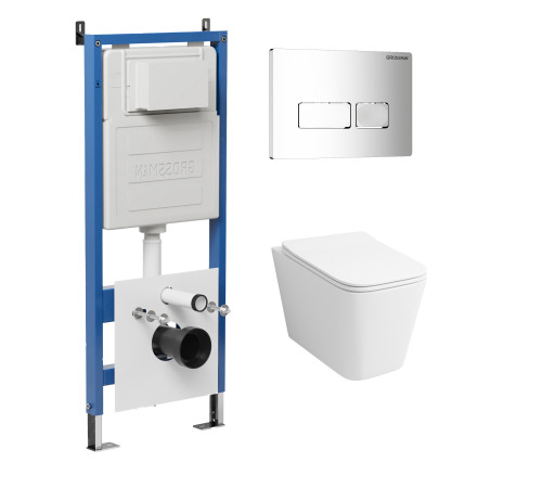 Комплект 3 в 1: Grossman инсталляция 900.K31.01.000+клавиша 700.K31.03.100.100 хром глянцевый+унитаз GR-4441S