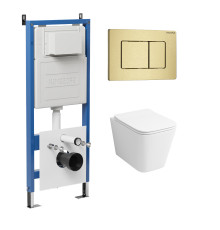 Комплект 3 в 1: Grossman инсталляция 900.K31.01.000+клавиша 700.K31.04.32M.32M золото сатиновый+унитаз GR-4441S