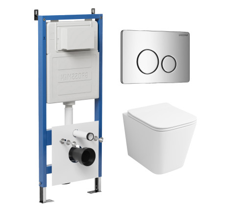 Комплект 3 в 1: Grossman инсталляция 900.K31.01.000+клавиша 700.K31.05.10M.10M хром глянцевый+унитаз GR-4441S