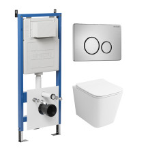 Комплект 3 в 1: Grossman инсталляция 900.K31.01.000+клавиша 700.K31.05.12M.12M хром сатиновый+унитаз GR-4441S