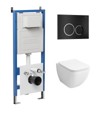 Комплект 3 в 1: Grossman инсталляция 900.K31.01.000+клавиша 700.K31.01.210.210 черный матовый+унитаз GR-4447S