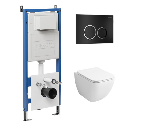 Комплект 3 в 1: Grossman инсталляция 900.K31.01.000+клавиша 700.K31.01.210.210 черный матовый+унитаз GR-4447S