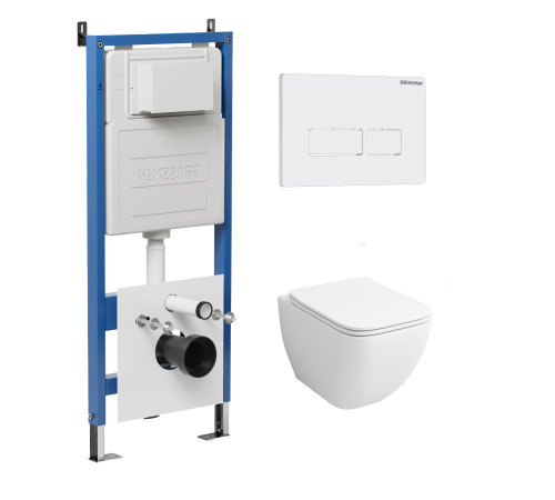 Комплект 3 в 1: Grossman инсталляция 900.K31.01.000+клавиша 700.K31.03.000.000 белый+унитаз GR-4447S