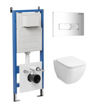 Комплект 3 в 1: Grossman инсталляция 900.K31.01.000+клавиша 700.K31.03.100.100 хром глянцевый+унитаз GR-4447S