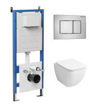 Комплект 3 в 1: Grossman инсталляция 900.K31.01.000+клавиша 700.K31.04.12M.12M хром сатиновый+унитаз GR-4447S