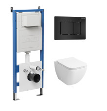 Комплект 3 в 1: Grossman инсталляция 900.K31.01.000+клавиша 700.K31.04.21M.21M черный матовый+унитаз GR-4447S