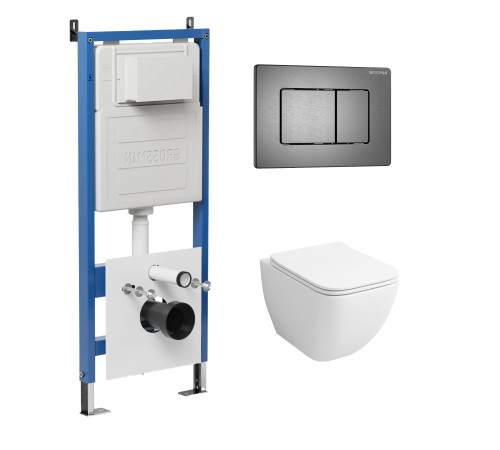 Комплект 3 в 1: Grossman инсталляция 900.K31.01.000+клавиша 700.K31.04.42M.42M графит сатиновый+унитаз GR-4447S