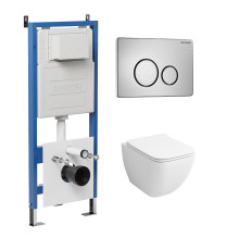 Комплект 3 в 1: Grossman инсталляция 900.K31.01.000+клавиша 700.K31.05.12M.12M хром сатиновый+унитаз GR-4447S