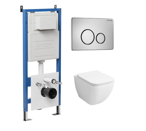 Комплект 3 в 1: Grossman инсталляция 900.K31.01.000+клавиша 700.K31.05.12M.12M хром сатиновый+унитаз GR-4447S