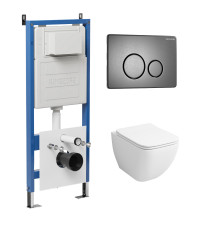 Комплект 3 в 1: Grossman инсталляция 900.K31.01.000+клавиша 700.K31.05.42M.42M графит сатиновый+унитаз GR-4447S