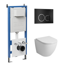 Комплект 3 в 1: Grossman инсталляция 900.K31.01.000+клавиша 700.K31.01.210.210 черный матовый+унитаз GR-4455S